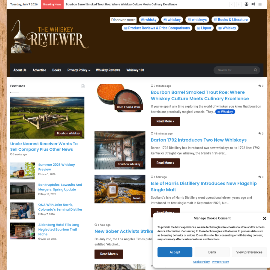whiskeyreviewer.com homepage screenshot