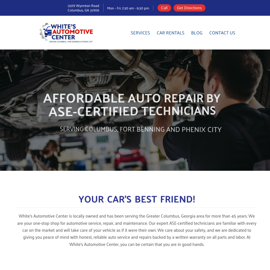 whitesautomotive.com homepage screenshot