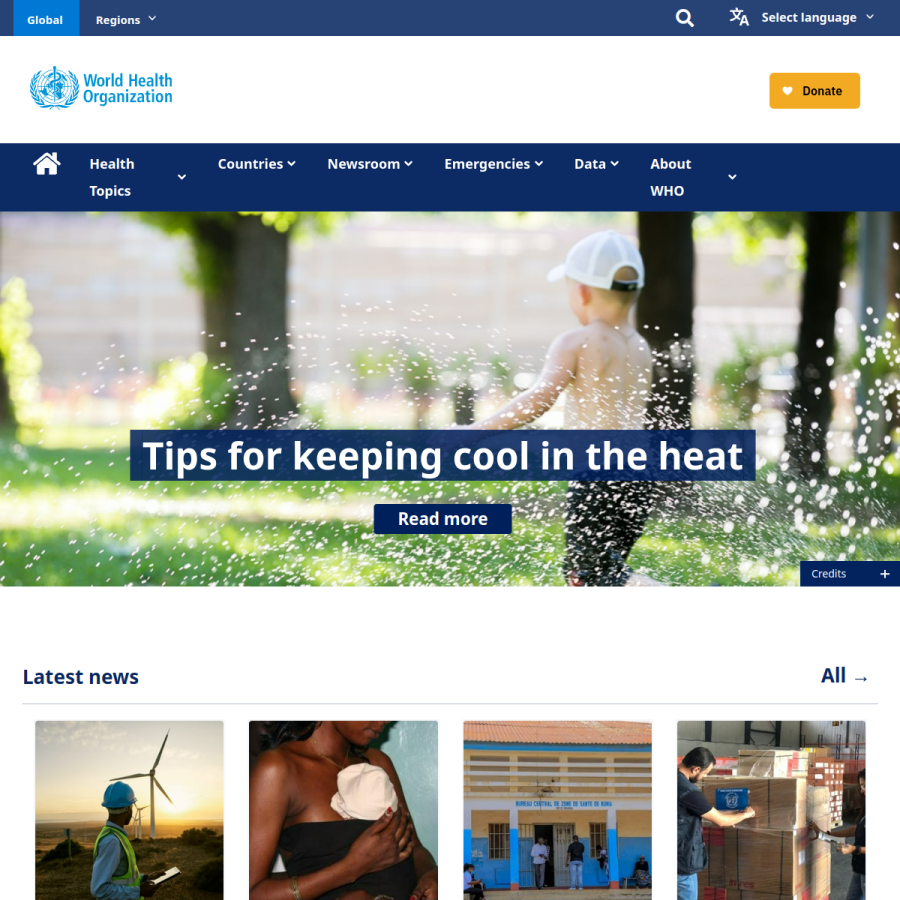 who.int homepage screenshot