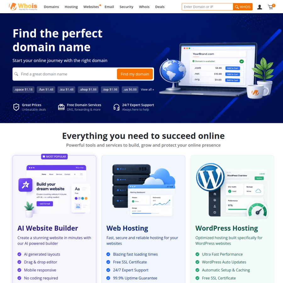 whois.com homepage screenshot