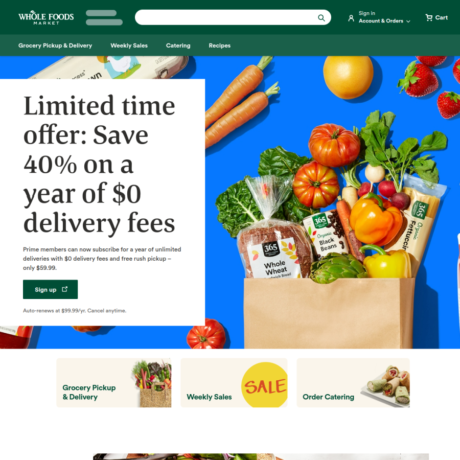 wholefoods.com homepage screenshot
