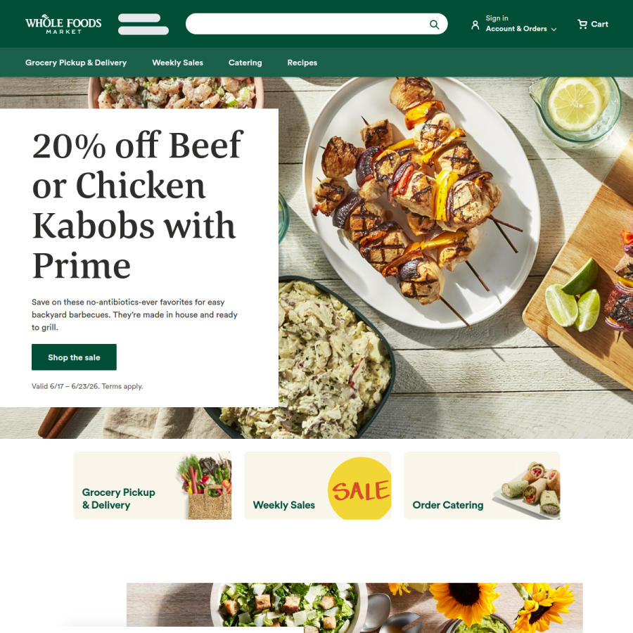 wholefoodsmarket.com homepage screenshot