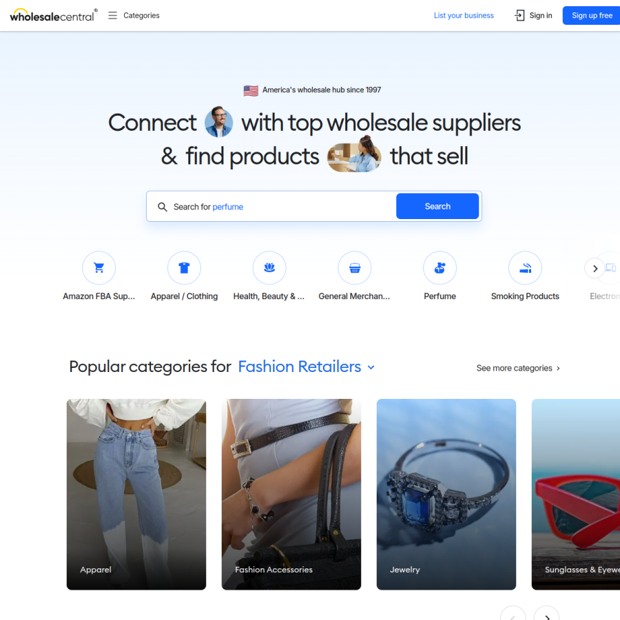 wholesalecentral.com homepage screenshot