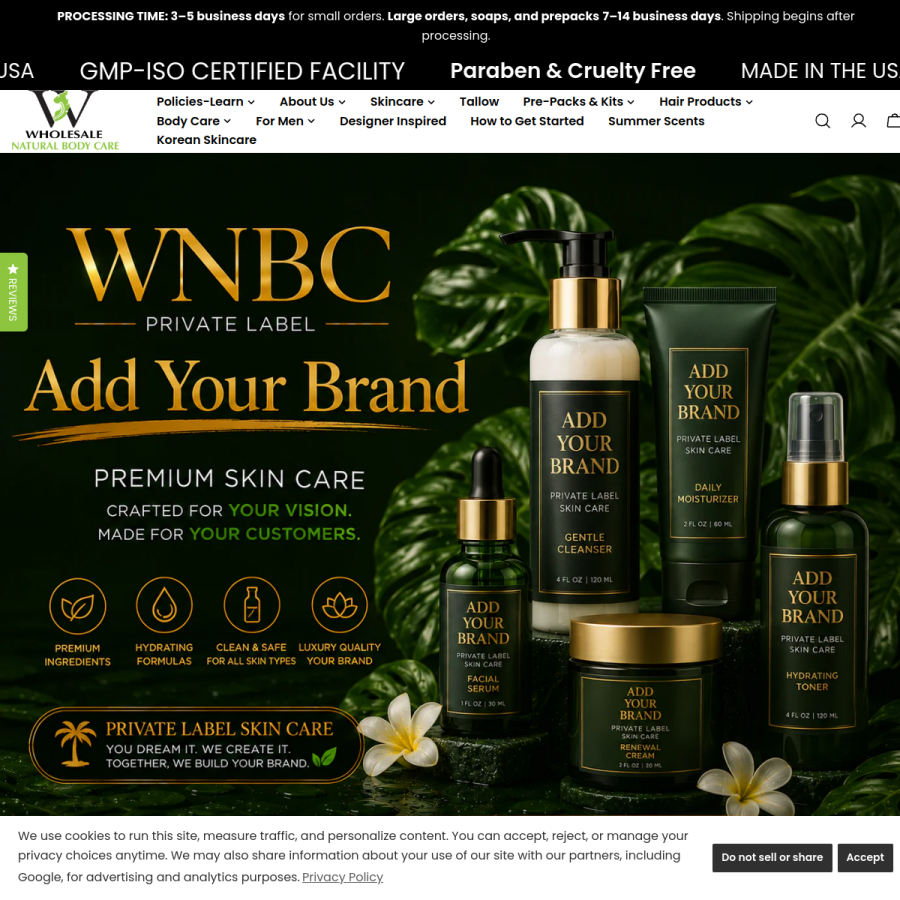 wholesalenaturalbodycare.com homepage screenshot