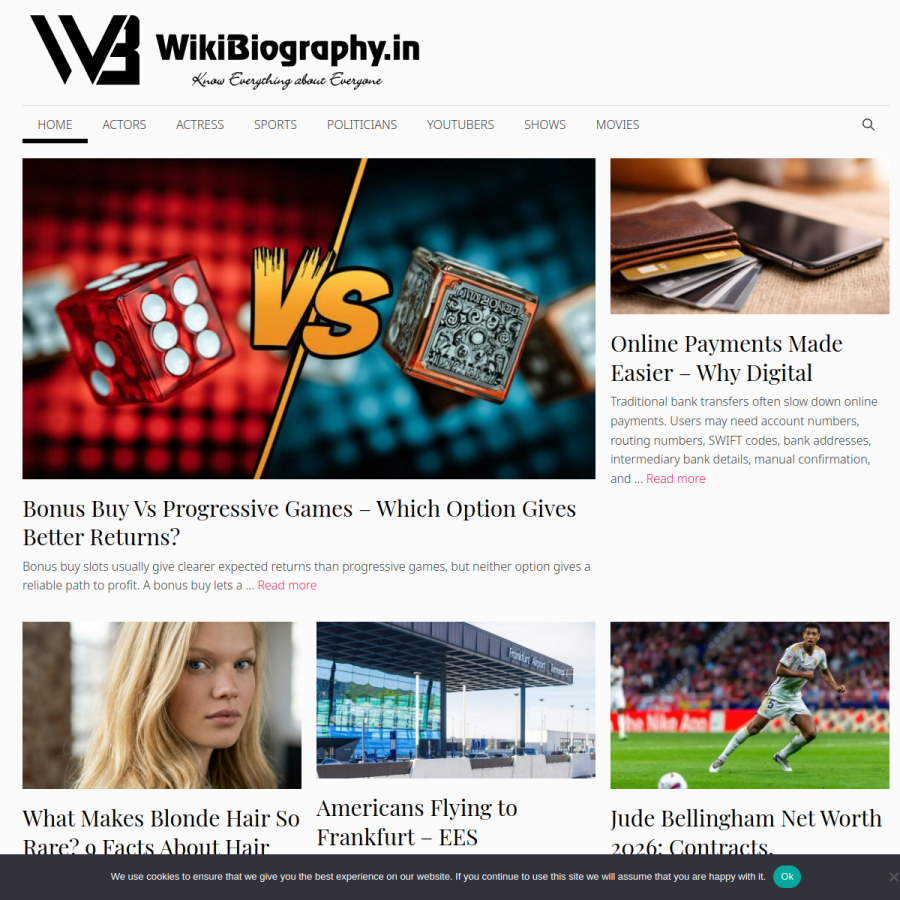 wikibiography.in homepage screenshot