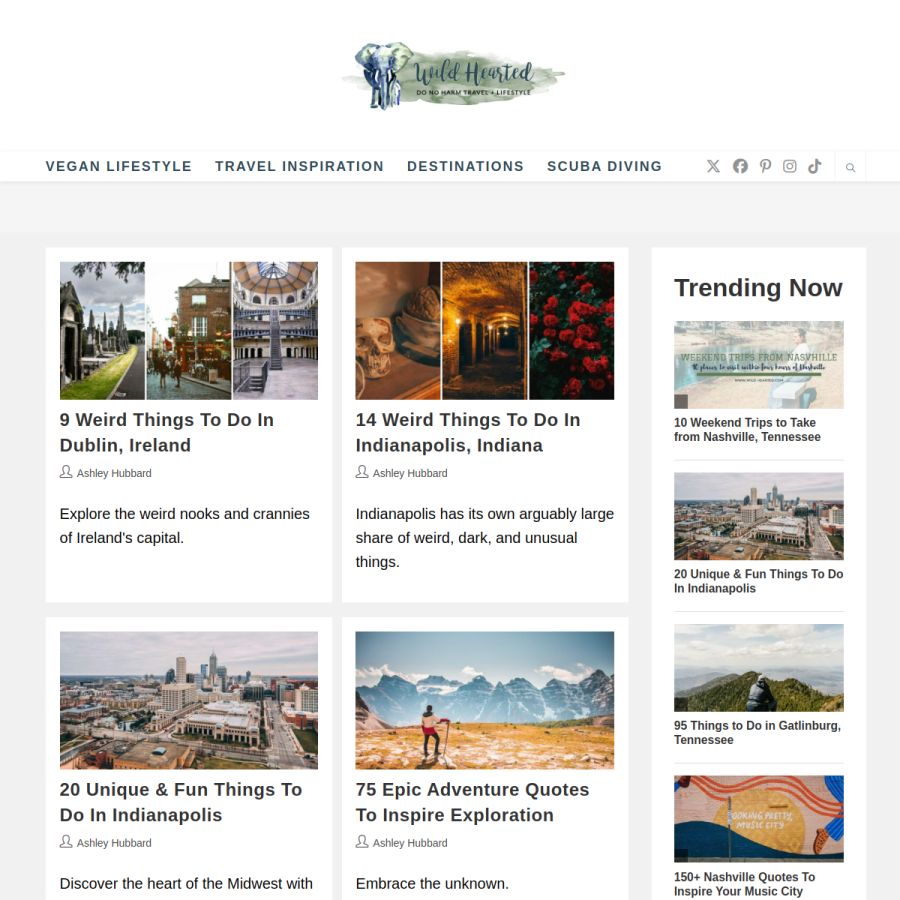 wild-hearted.com homepage screenshot
