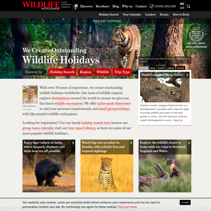 wildlifeworldwide.com homepage screenshot