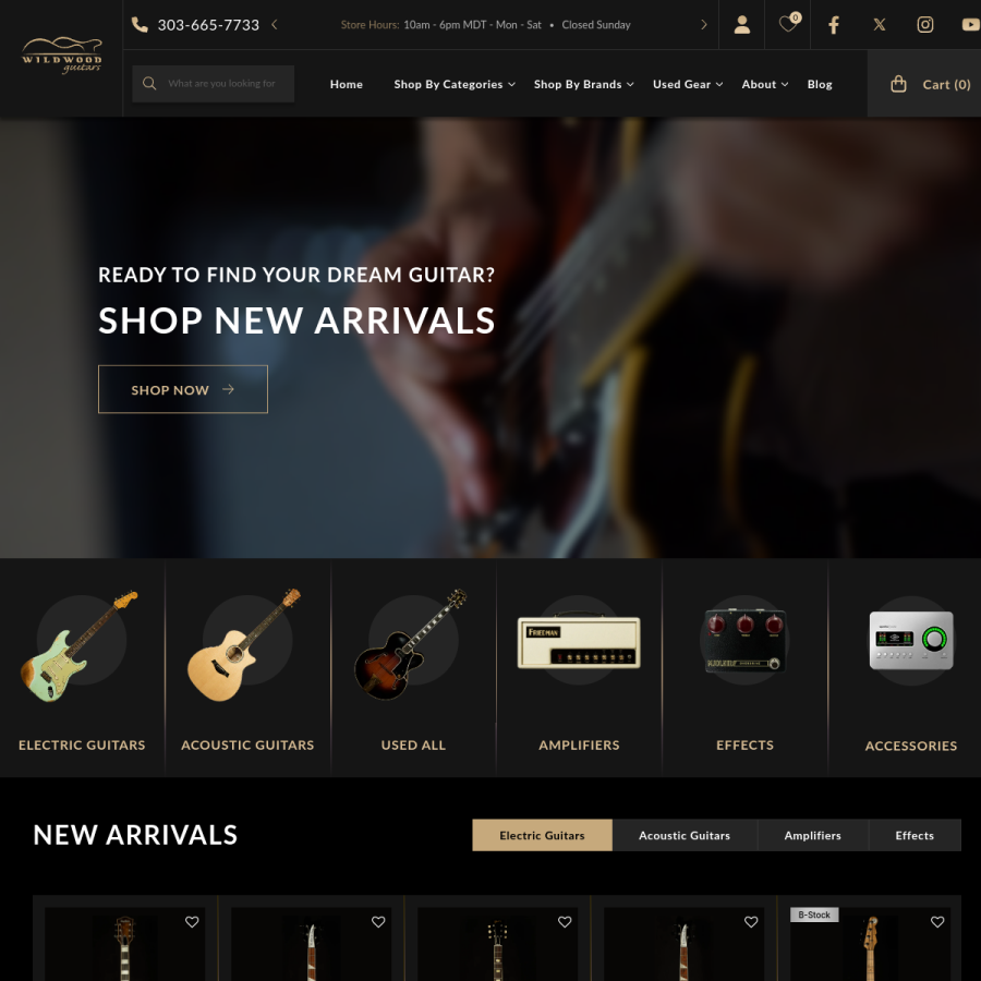 wildwoodguitars.com homepage screenshot