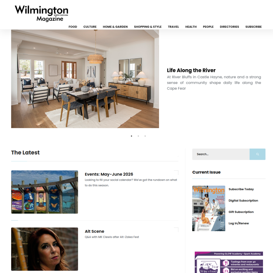 wilmingtonncmagazine.com homepage screenshot