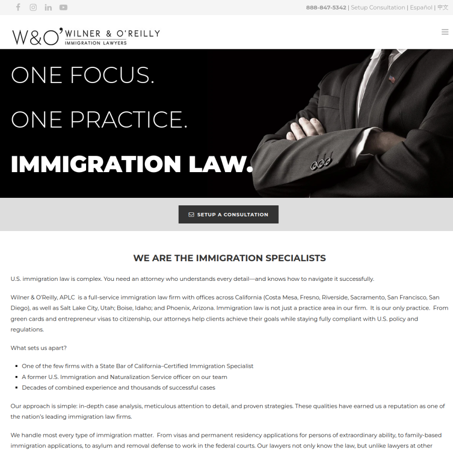 wilneroreilly.com homepage screenshot