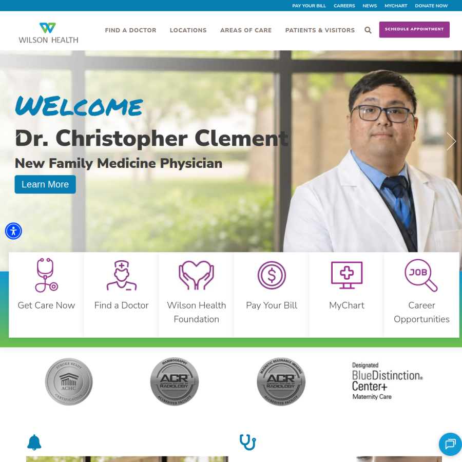 wilsonhealth.org homepage screenshot