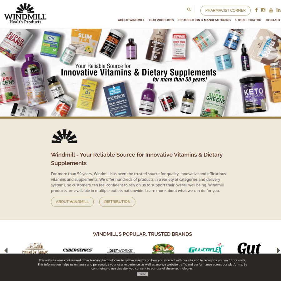 windmillvitamins.com homepage screenshot