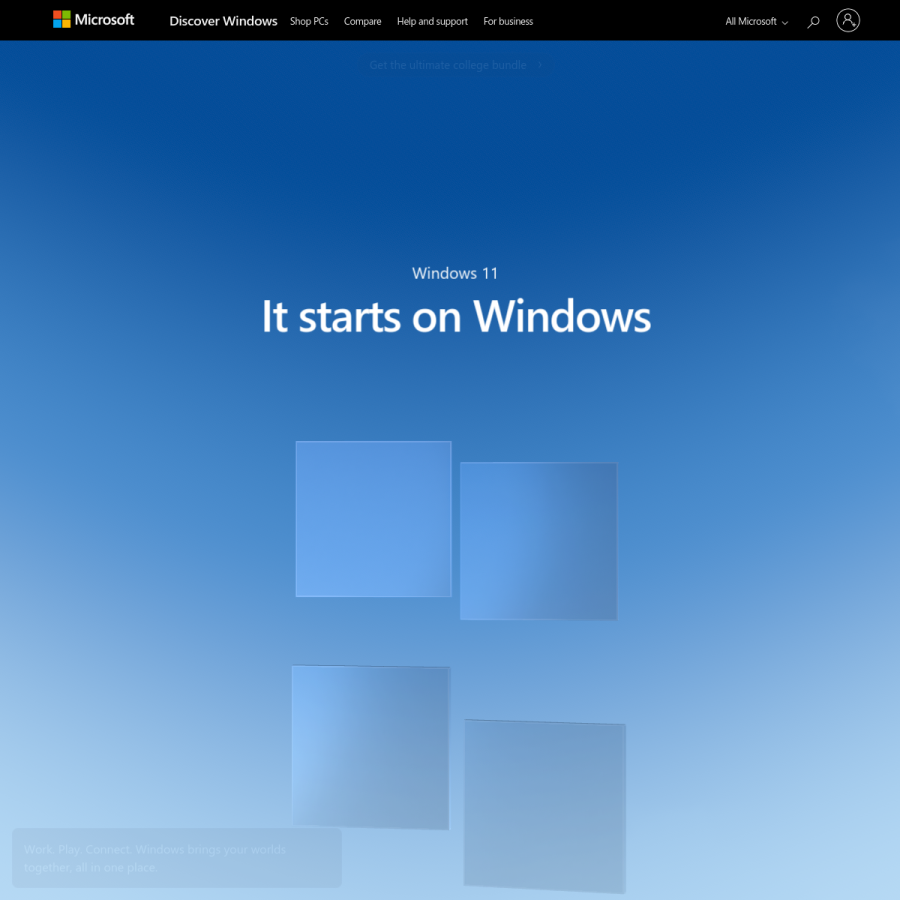 windows.com homepage screenshot