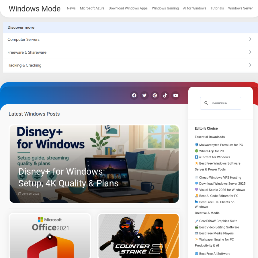 windowsmode.com homepage screenshot