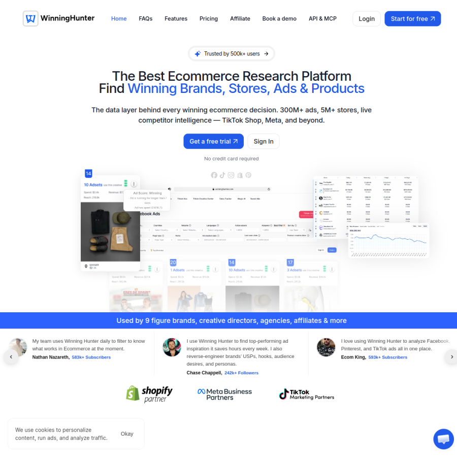 winninghunter.com homepage screenshot