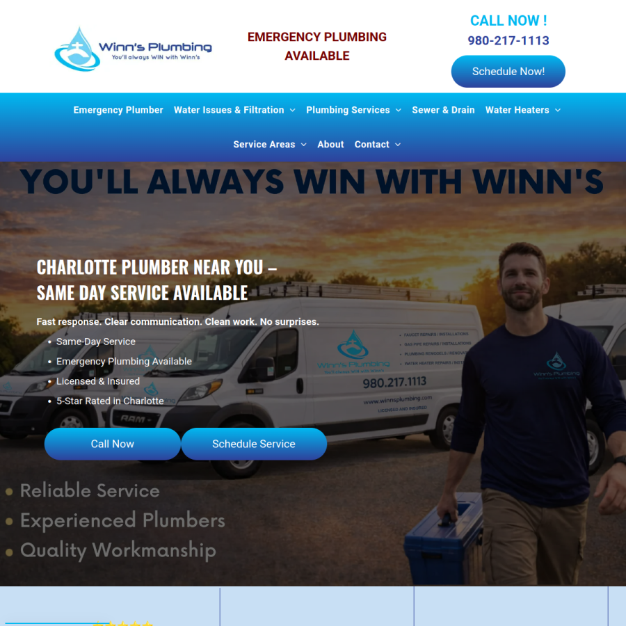 winnsplumbing.com homepage screenshot