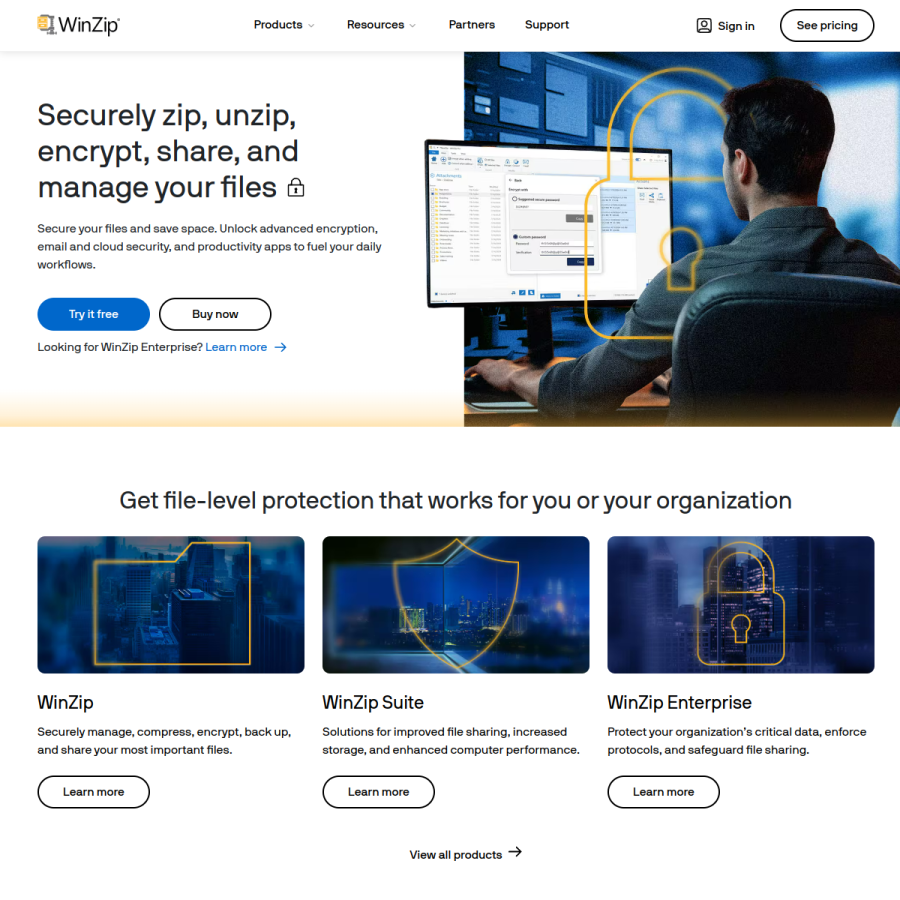 winzip.com homepage screenshot