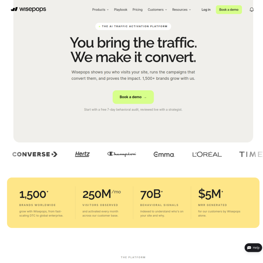 wisepops.com homepage screenshot