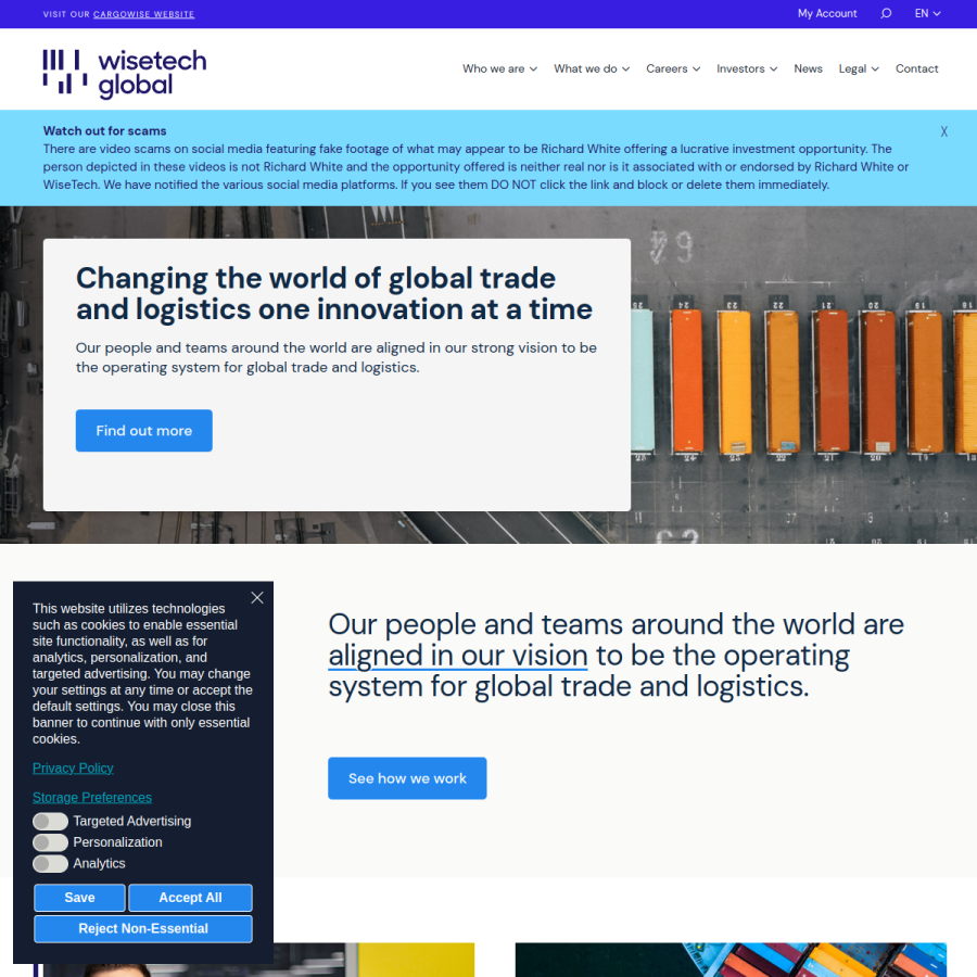 wisetechglobal.com homepage screenshot