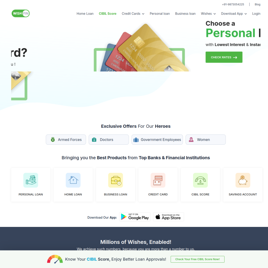 wishfin.com homepage screenshot