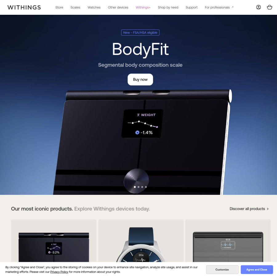withings.com homepage screenshot