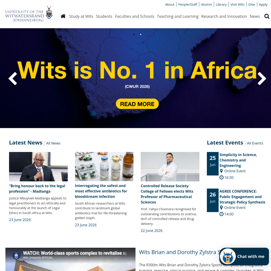 wits.ac.za homepage screenshot