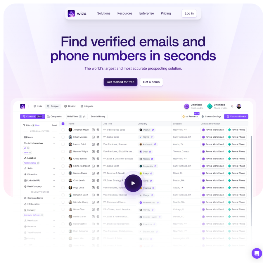 wiza.co homepage screenshot