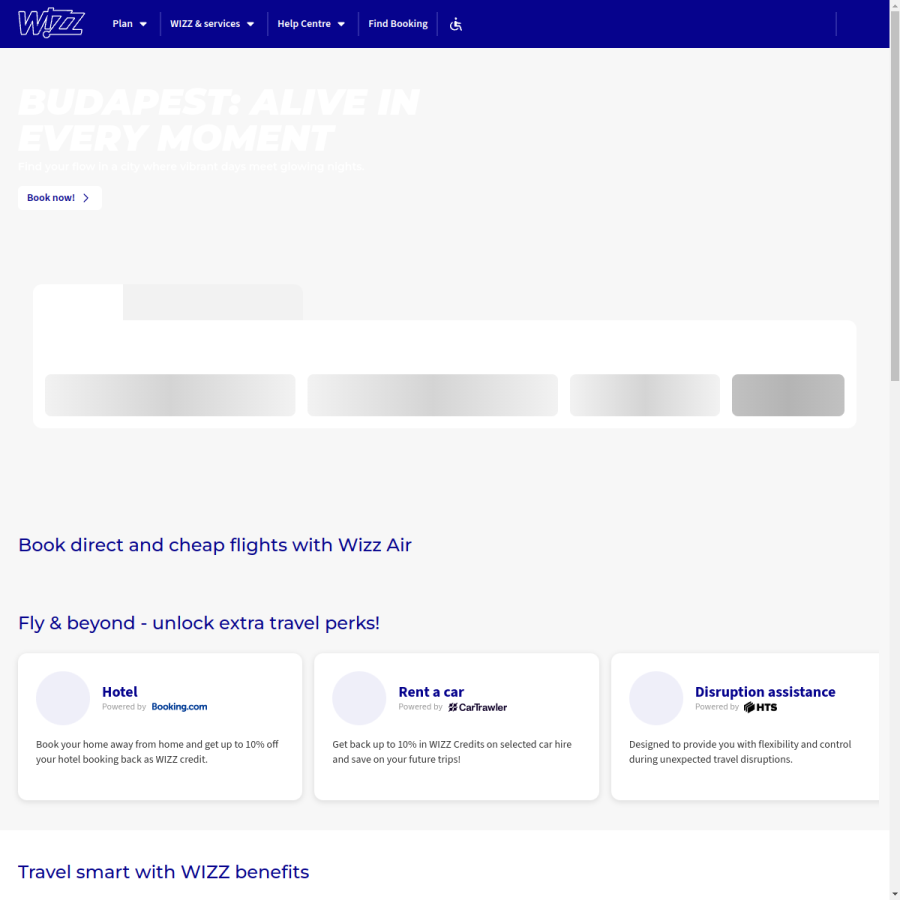 wizzair.com homepage screenshot