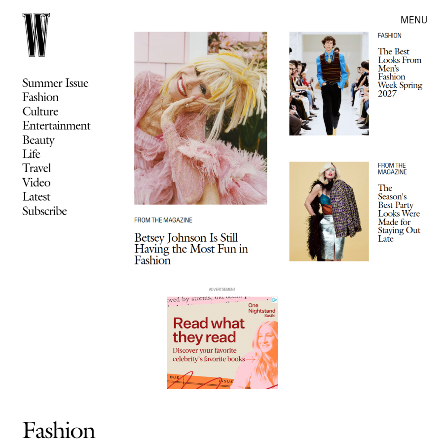 wmagazine.com homepage screenshot