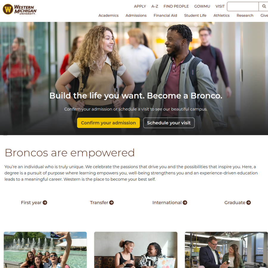 wmich.edu homepage screenshot