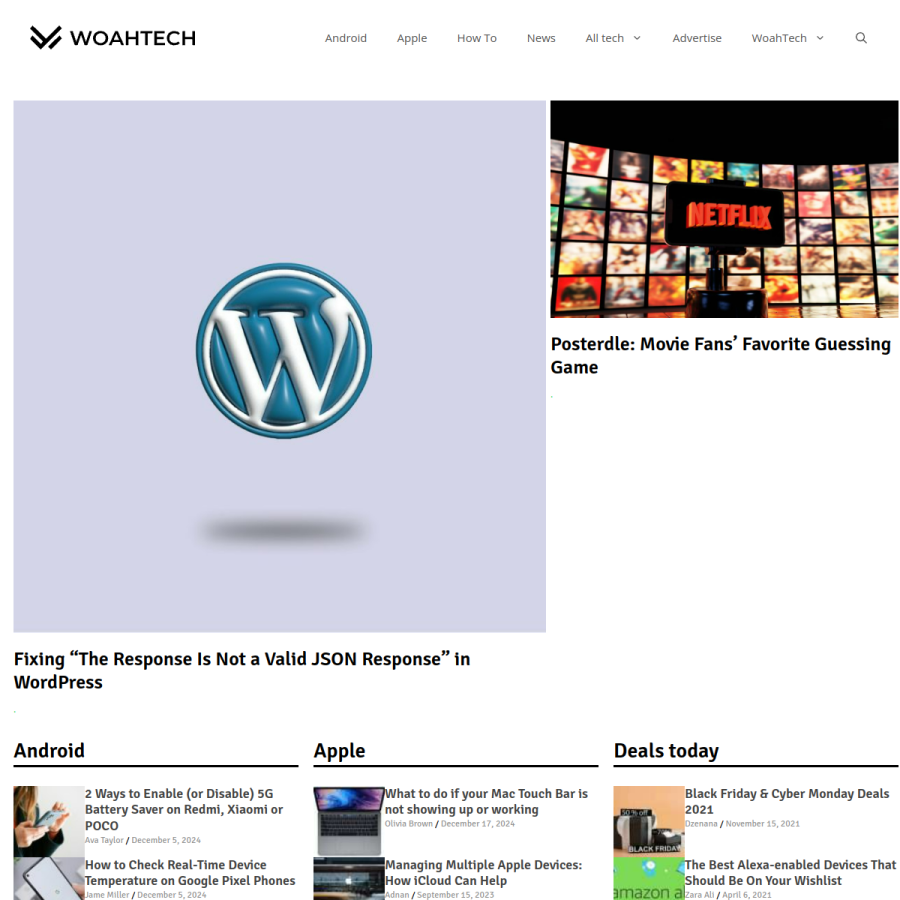 woahtech.com homepage screenshot