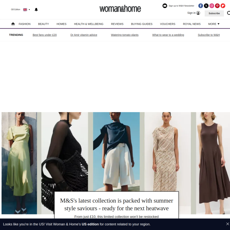 womanandhome.com homepage screenshot