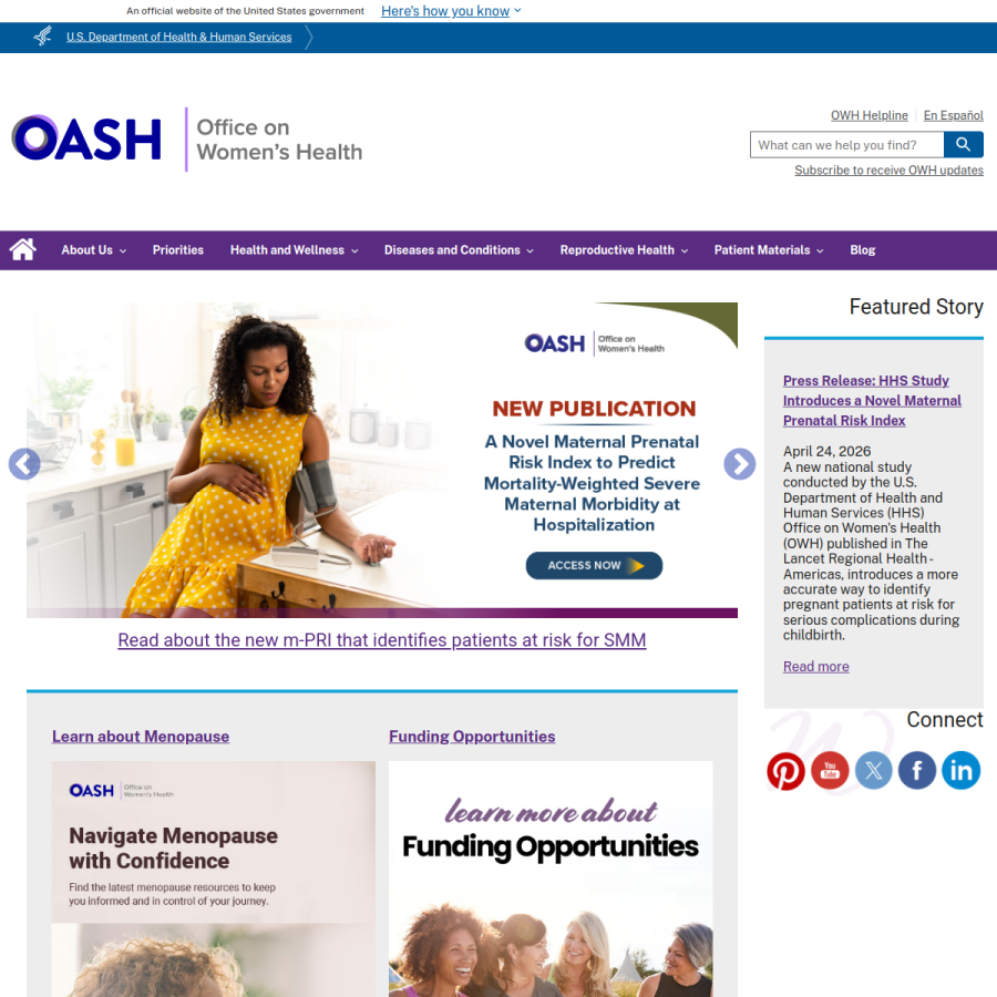 womenshealth.gov homepage screenshot