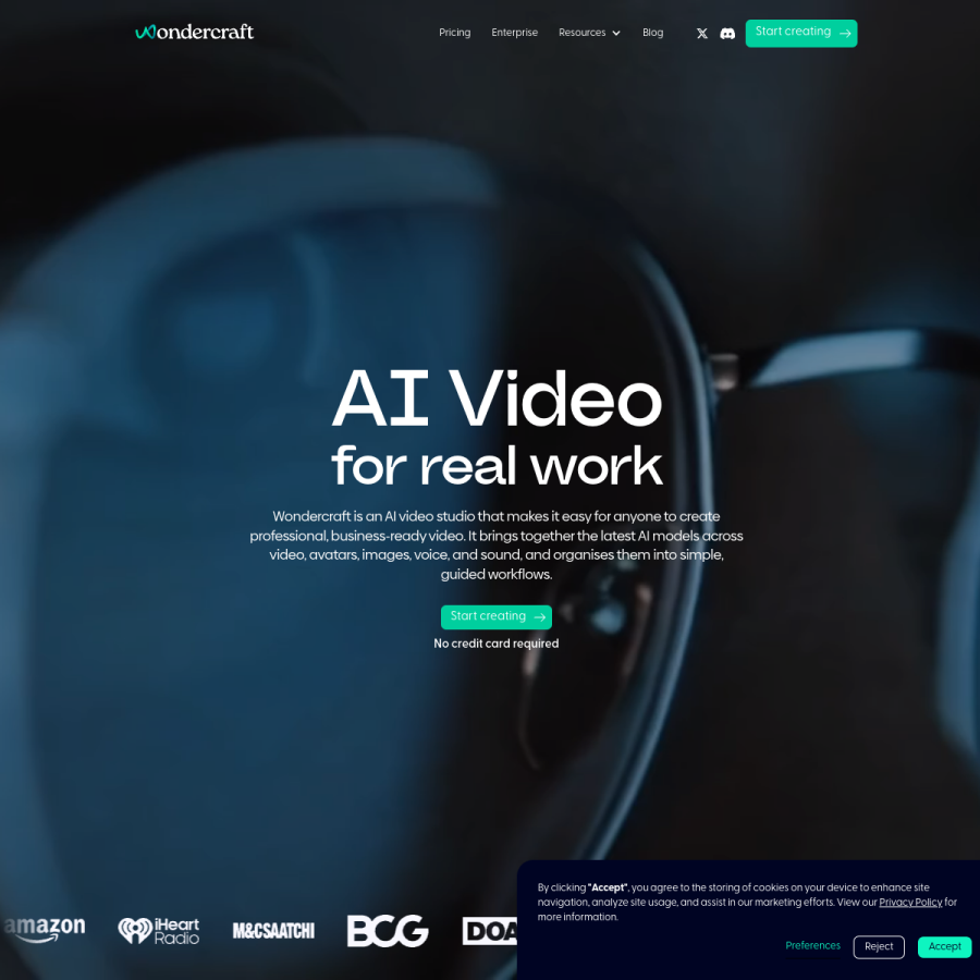 wondercraft.ai homepage screenshot