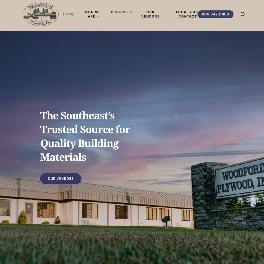 woodfordplywood.com homepage screenshot