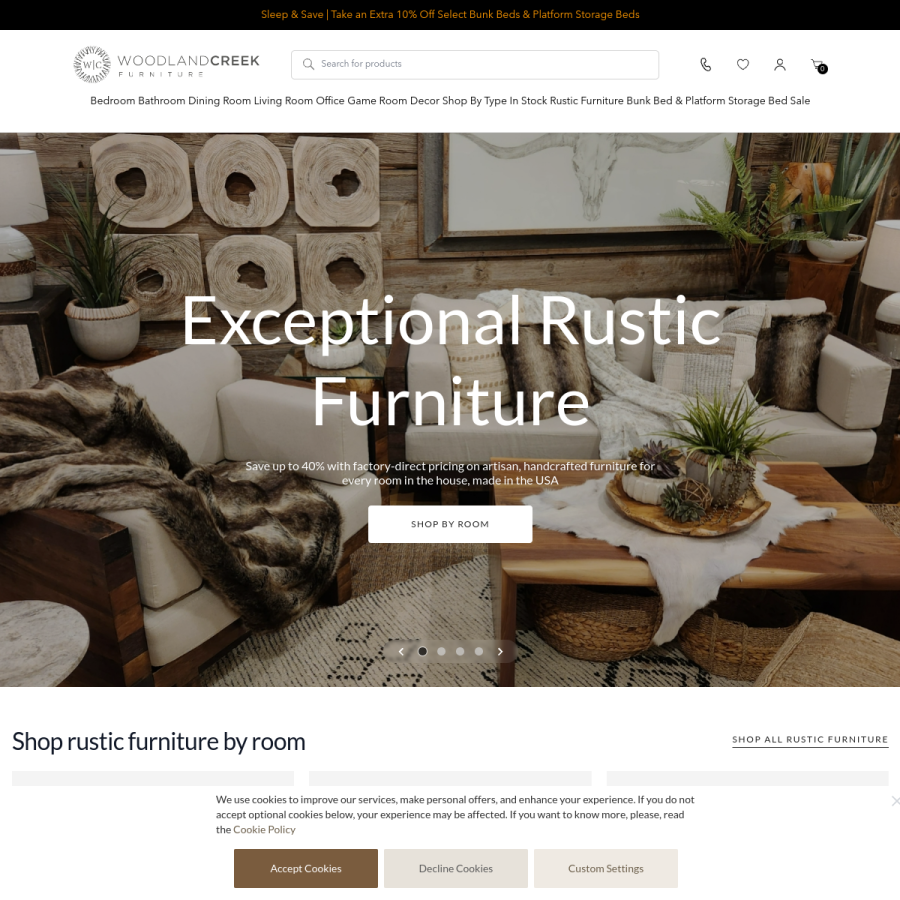 woodlandcreekfurniture.com homepage screenshot