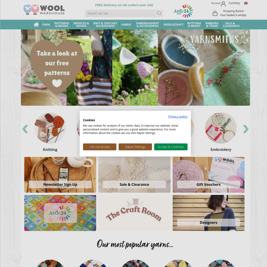 woolwarehouse.co.uk homepage screenshot
