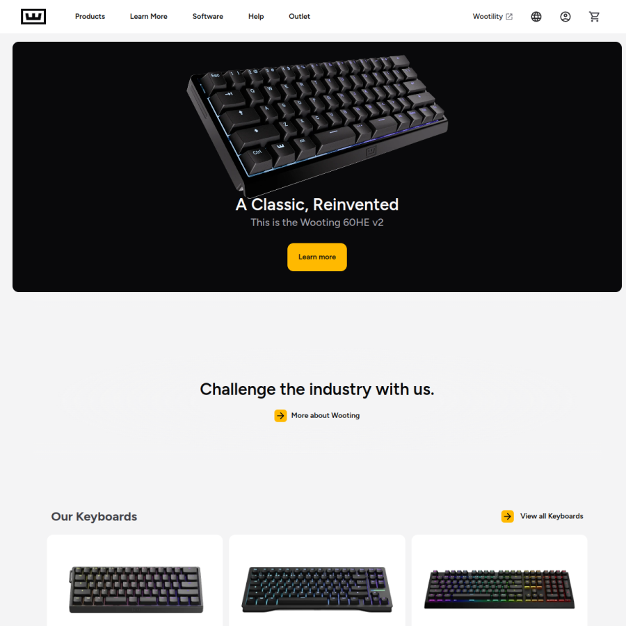 wooting.io homepage screenshot