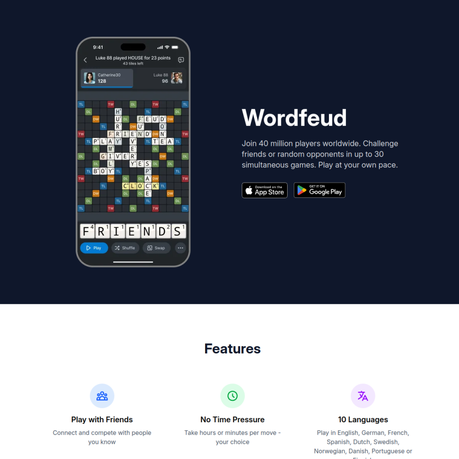 wordfeud.com homepage screenshot
