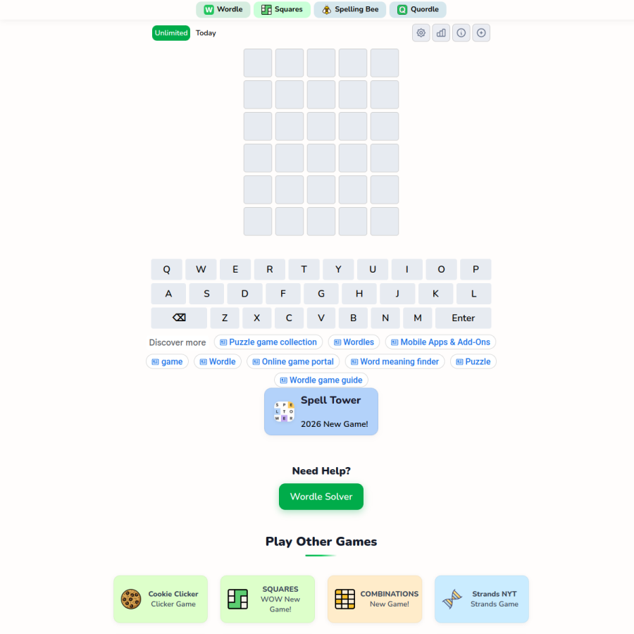 wordleplay.com homepage screenshot