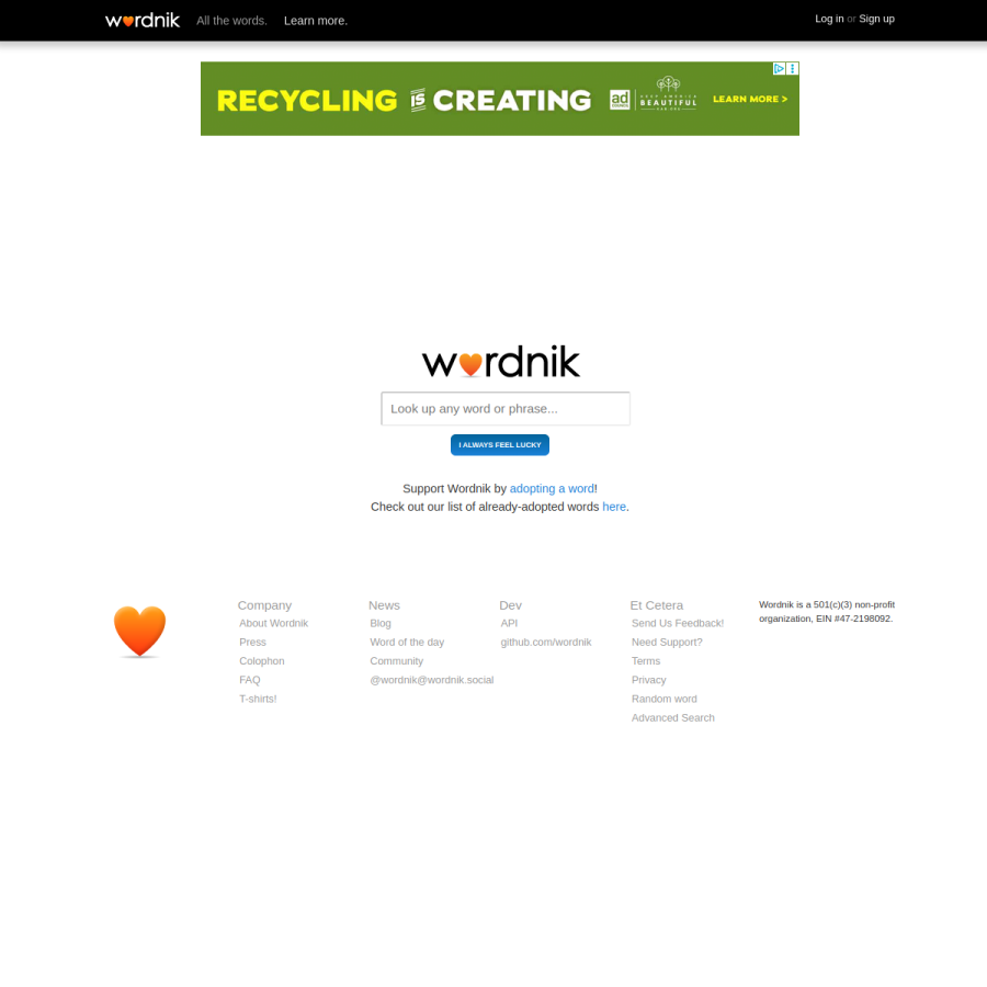 wordnik.com homepage screenshot