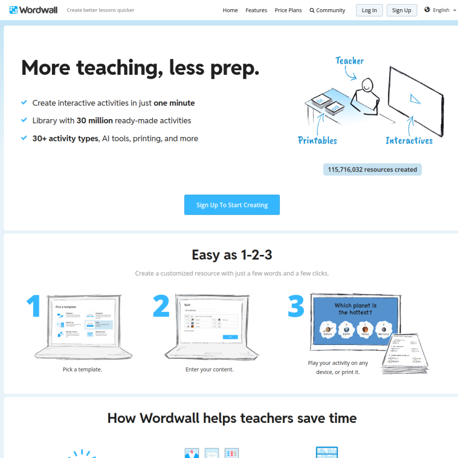 wordwall.net homepage screenshot
