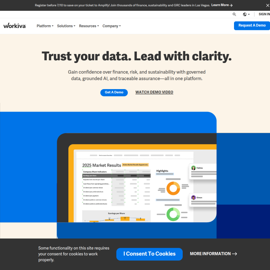 workiva.com homepage screenshot
