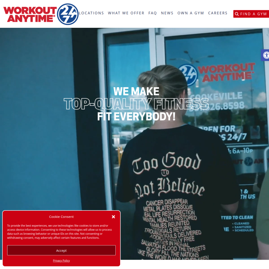 workoutanytime.com homepage screenshot