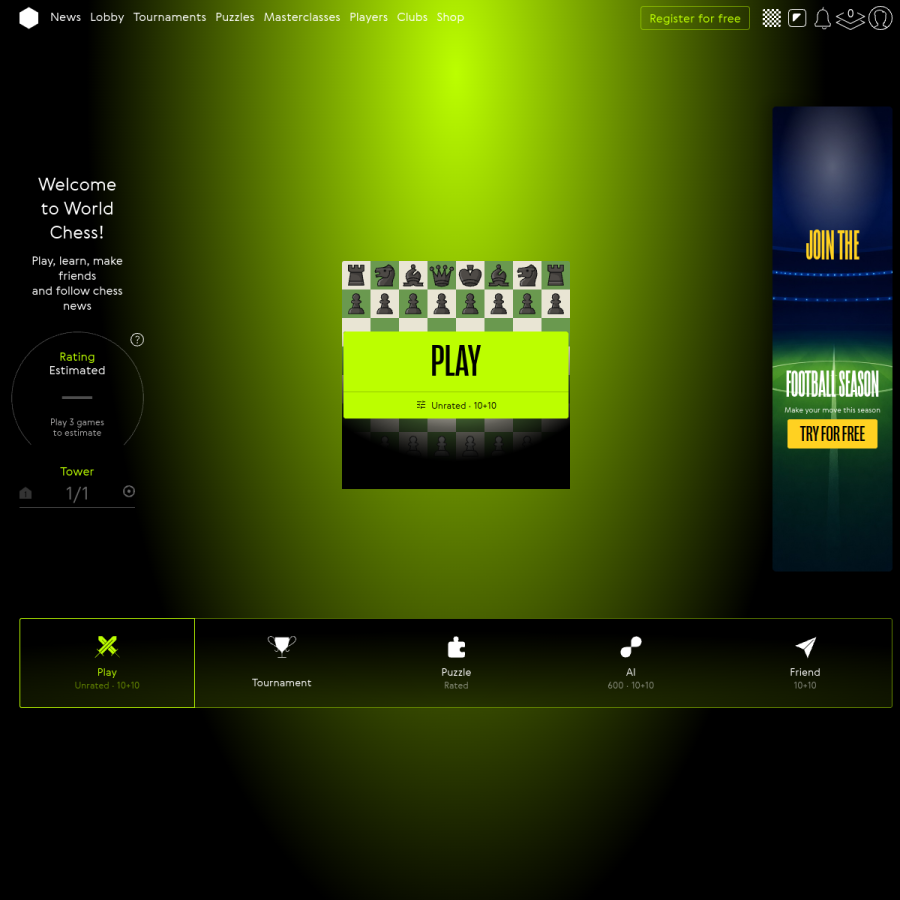 worldchess.com homepage screenshot