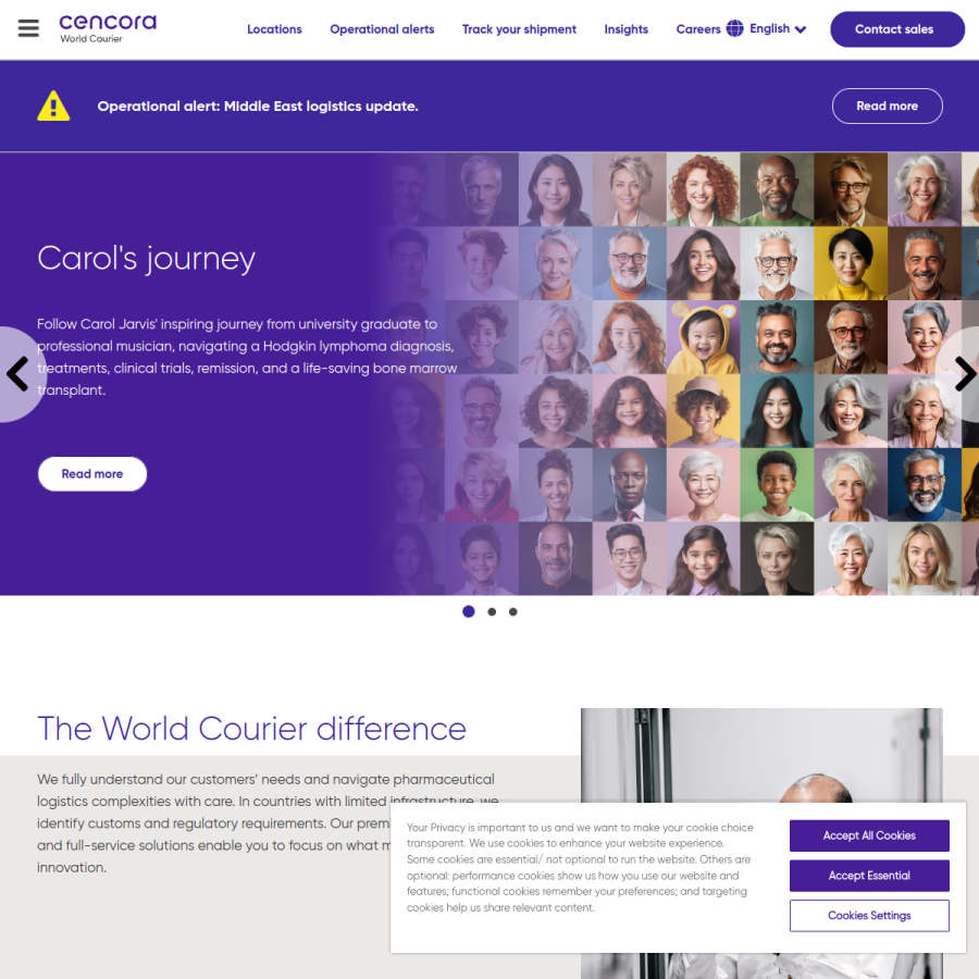 worldcourier.com homepage screenshot