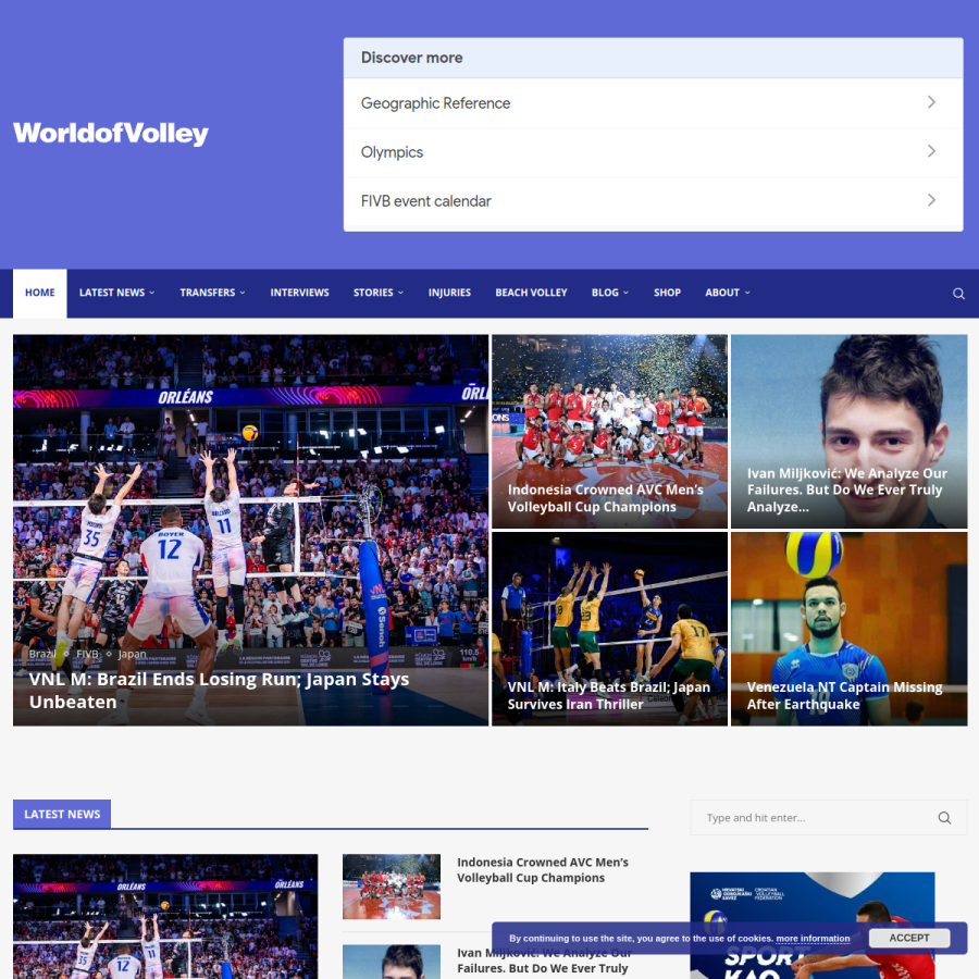 worldofvolley.com homepage screenshot