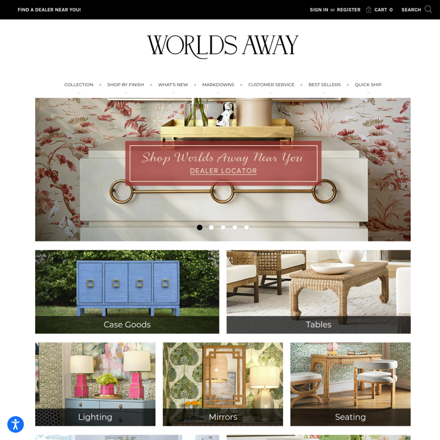 worlds-away.com homepage screenshot