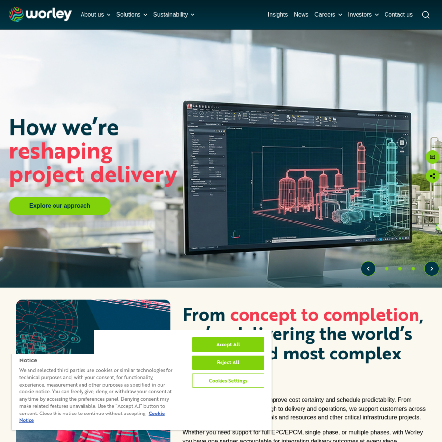worley.com homepage screenshot