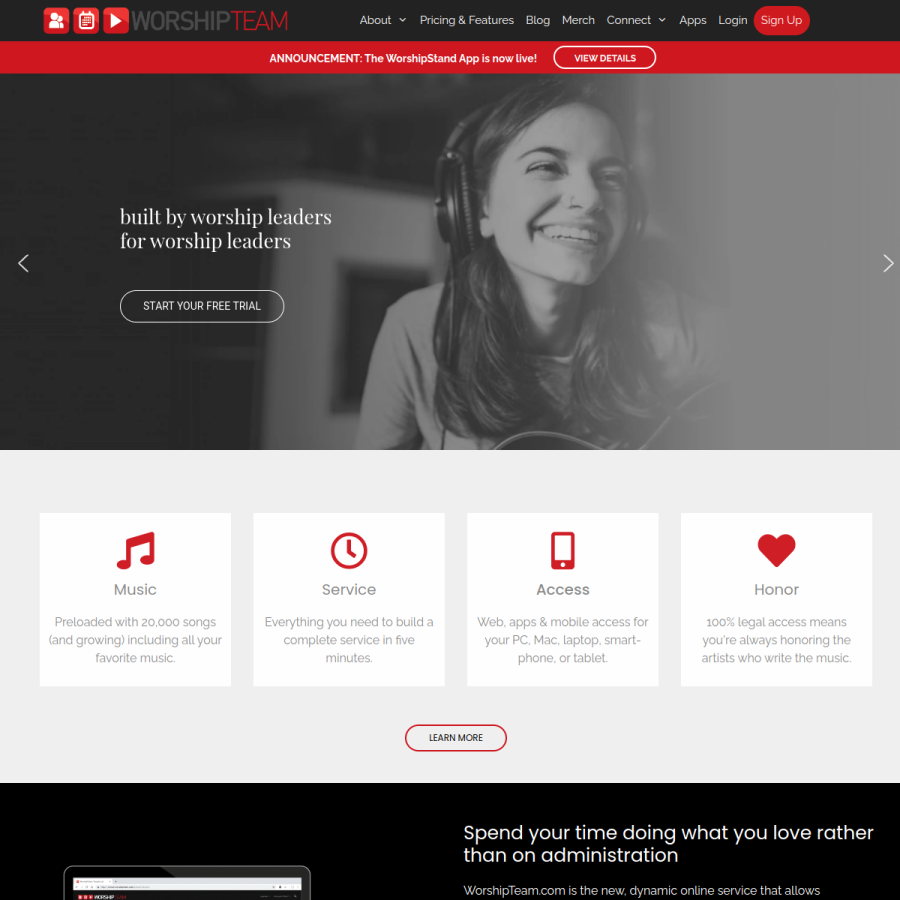 worshipteam.com homepage screenshot